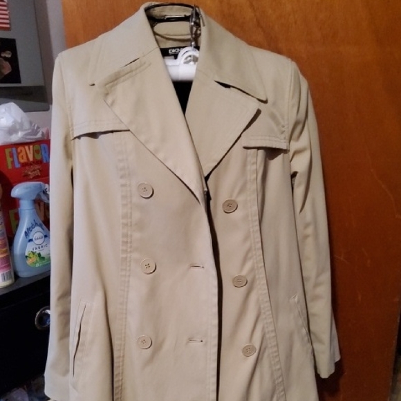DKNY Beige Double-Breasted Trench Coat - Picture 7 of 8